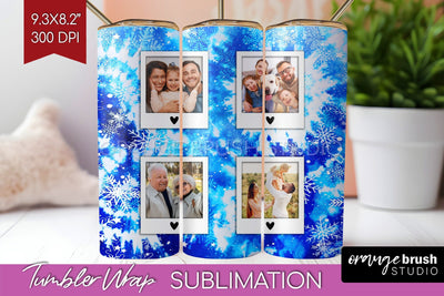 Winter Photo Frame Tumbler Wrap - Tie Dye Background Sublimation OrangeBrushStudio 