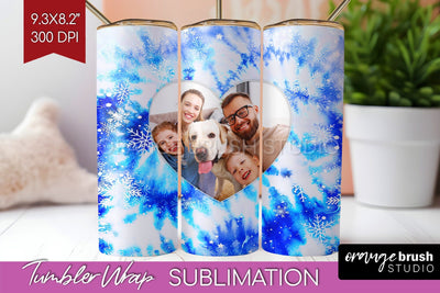 Winter Photo Frame Tumbler Wrap - Tie Dye Background Sublimation OrangeBrushStudio 