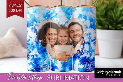 Winter Photo Frame Tumbler Wrap - Tie Dye Background Sublimation OrangeBrushStudio 
