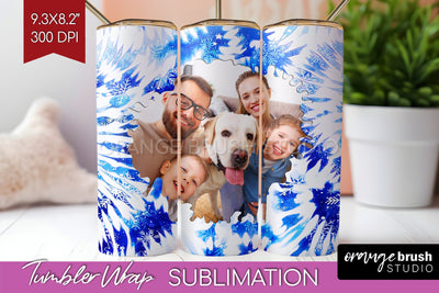 Winter Photo Frame Tumbler Wrap - Tie Dye Background Sublimation OrangeBrushStudio 