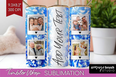 Winter Photo Frame Tumbler Wrap - Tie Dye Background Sublimation OrangeBrushStudio 