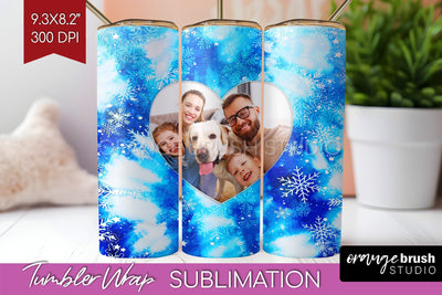 Winter Photo Frame Tumbler Wrap - Tie Dye Background Sublimation OrangeBrushStudio 