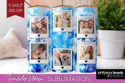 Winter Photo Frame Tumbler Wrap - Tie Dye Background Sublimation OrangeBrushStudio 