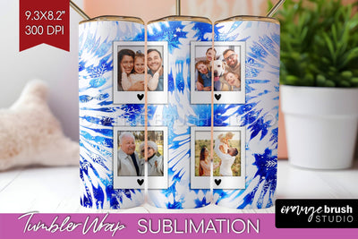 Winter Photo Frame Tumbler Wrap - Tie Dye Background Sublimation OrangeBrushStudio 