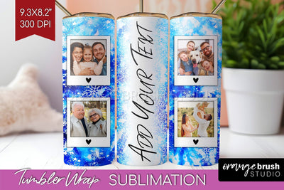 Winter Photo Frame Tumbler Wrap - Tie Dye Background Sublimation OrangeBrushStudio 