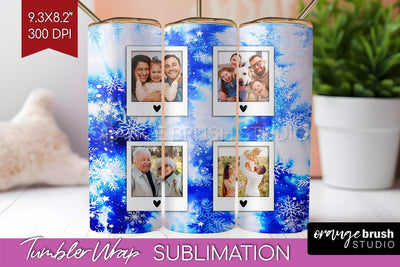 Winter Photo Frame Tumbler Wrap - Tie Dye Background Sublimation OrangeBrushStudio 
