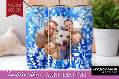 Winter Photo Frame Tumbler Wrap - Tie Dye Background Sublimation OrangeBrushStudio 