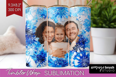 Winter Photo Frame Tumbler Wrap - Tie Dye Background Sublimation OrangeBrushStudio 