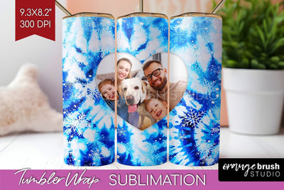 Winter Photo Frame Tumbler Wrap - Tie Dye Background Sublimation OrangeBrushStudio 
