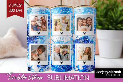 Winter Photo Frame Tumbler Wrap - Tie Dye Background Sublimation OrangeBrushStudio 