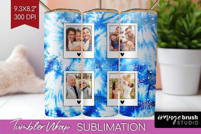 Winter Photo Frame Tumbler Wrap - Tie Dye Background Sublimation OrangeBrushStudio 