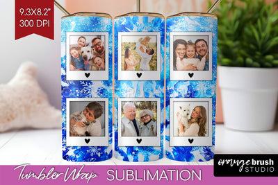 Winter Photo Frame Tumbler Wrap - Tie Dye Background Sublimation OrangeBrushStudio 