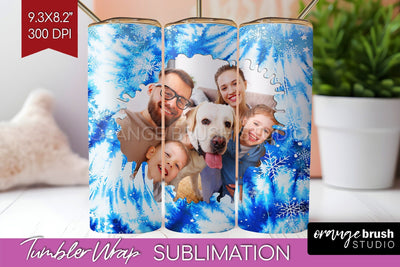 Winter Photo Frame Tumbler Wrap - Tie Dye Background Sublimation OrangeBrushStudio 