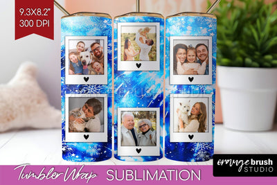 Winter Photo Frame Tumbler Wrap - Tie Dye Background Sublimation OrangeBrushStudio 