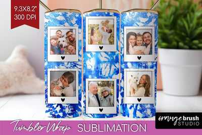 Winter Photo Frame Tumbler Wrap - Tie Dye Background Sublimation OrangeBrushStudio 