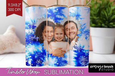Winter Photo Frame Tumbler Wrap - Tie Dye Background Sublimation OrangeBrushStudio 