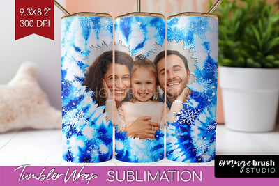 Winter Photo Frame Tumbler Wrap - Tie Dye Background Sublimation OrangeBrushStudio 