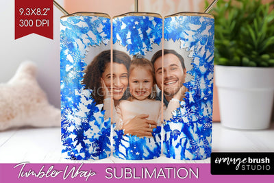 Winter Photo Frame Tumbler Wrap - Tie Dye Background Sublimation OrangeBrushStudio 