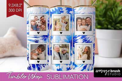 Winter Photo Frame Tumbler Wrap - Tie Dye Background Sublimation OrangeBrushStudio 