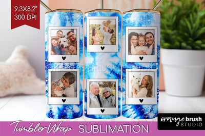 Winter Photo Frame Tumbler Wrap - Tie Dye Background Sublimation OrangeBrushStudio 