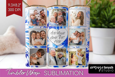 Winter Photo Frame Tumbler Wrap - Tie Dye Background Sublimation OrangeBrushStudio 