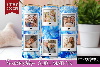 Winter Photo Frame Tumbler Wrap - Tie Dye Background Sublimation OrangeBrushStudio 