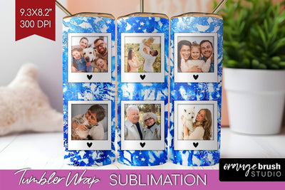 Winter Photo Frame Tumbler Wrap - Tie Dye Background Sublimation OrangeBrushStudio 