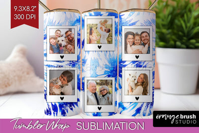Winter Photo Frame Tumbler Wrap - Tie Dye Background Sublimation OrangeBrushStudio 