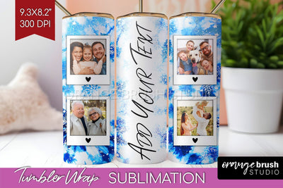 Winter Photo Frame Tumbler Wrap - Tie Dye Background Sublimation OrangeBrushStudio 