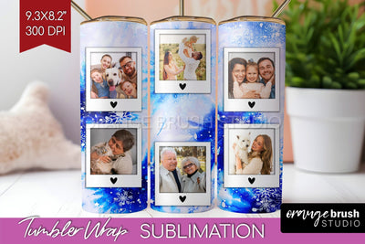 Winter Photo Frame Tumbler Wrap - Tie Dye Background Sublimation OrangeBrushStudio 