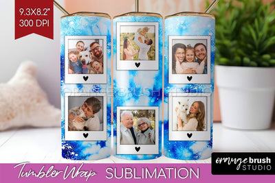 Winter Photo Frame Tumbler Wrap - Tie Dye Background Sublimation OrangeBrushStudio 