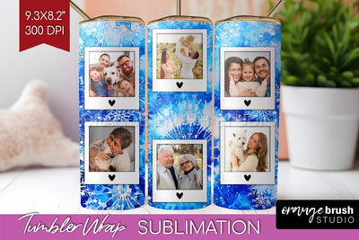 Winter Photo Frame Tumbler Wrap - Tie Dye Background Sublimation OrangeBrushStudio 