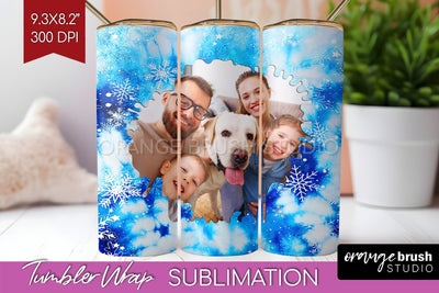 Winter Photo Frame Tumbler Wrap - Tie Dye Background Sublimation OrangeBrushStudio 