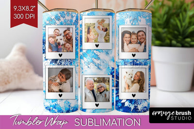 Winter Photo Frame Tumbler Wrap - Tie Dye Background Sublimation OrangeBrushStudio 