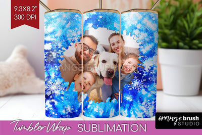 Winter Photo Frame Tumbler Wrap - Tie Dye Background Sublimation OrangeBrushStudio 
