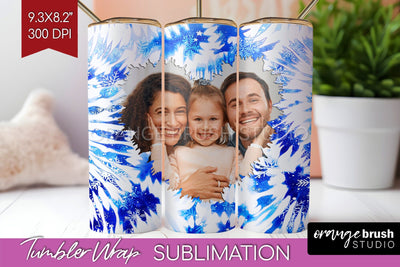 Winter Photo Frame Tumbler Wrap - Tie Dye Background Sublimation OrangeBrushStudio 