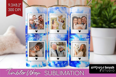 Winter Photo Frame Tumbler Wrap - Tie Dye Background Sublimation OrangeBrushStudio 