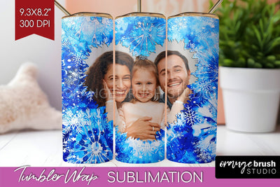 Winter Photo Frame Tumbler Wrap - Tie Dye Background Sublimation OrangeBrushStudio 