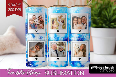 Winter Photo Frame Tumbler Wrap - Tie Dye Background Sublimation OrangeBrushStudio 