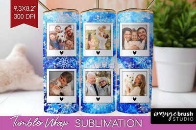 Winter Photo Frame Tumbler Wrap - Tie Dye Background Sublimation OrangeBrushStudio 