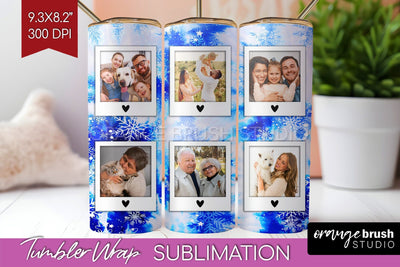Winter Photo Frame Tumbler Wrap - Tie Dye Background Sublimation OrangeBrushStudio 