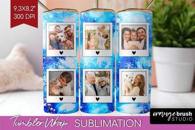 Winter Photo Frame Tumbler Wrap - Tie Dye Background Sublimation OrangeBrushStudio 