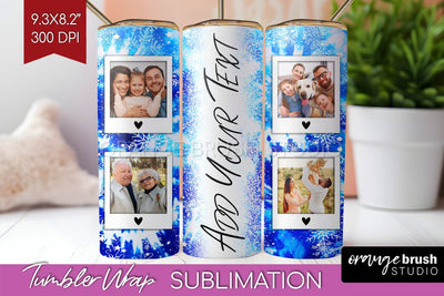 Winter Photo Frame Tumbler Wrap - Tie Dye Background Sublimation OrangeBrushStudio 