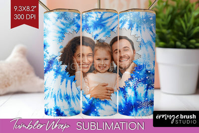 Winter Photo Frame Tumbler Wrap - Tie Dye Background Sublimation OrangeBrushStudio 