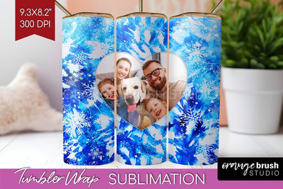 Winter Photo Frame Tumbler Wrap - Tie Dye Background Sublimation OrangeBrushStudio 