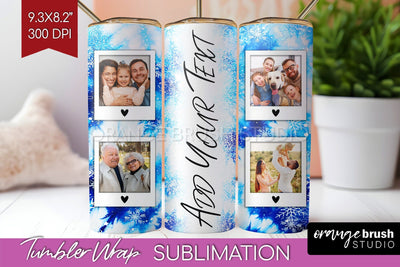 Winter Photo Frame Tumbler Wrap - Tie Dye Background Sublimation OrangeBrushStudio 