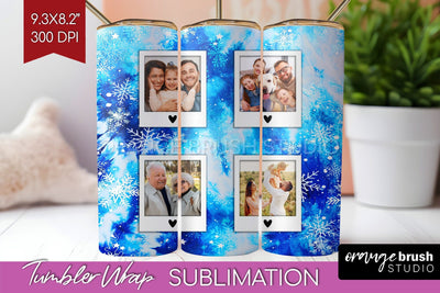 Winter Photo Frame Tumbler Wrap - Tie Dye Background Sublimation OrangeBrushStudio 