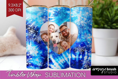 Winter Photo Frame Tumbler Wrap - Tie Dye Background Sublimation OrangeBrushStudio 