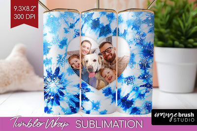 Winter Photo Frame Tumbler Wrap - Tie Dye Background Sublimation OrangeBrushStudio 