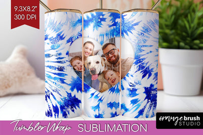 Winter Photo Frame Tumbler Wrap - Tie Dye Background Sublimation OrangeBrushStudio 